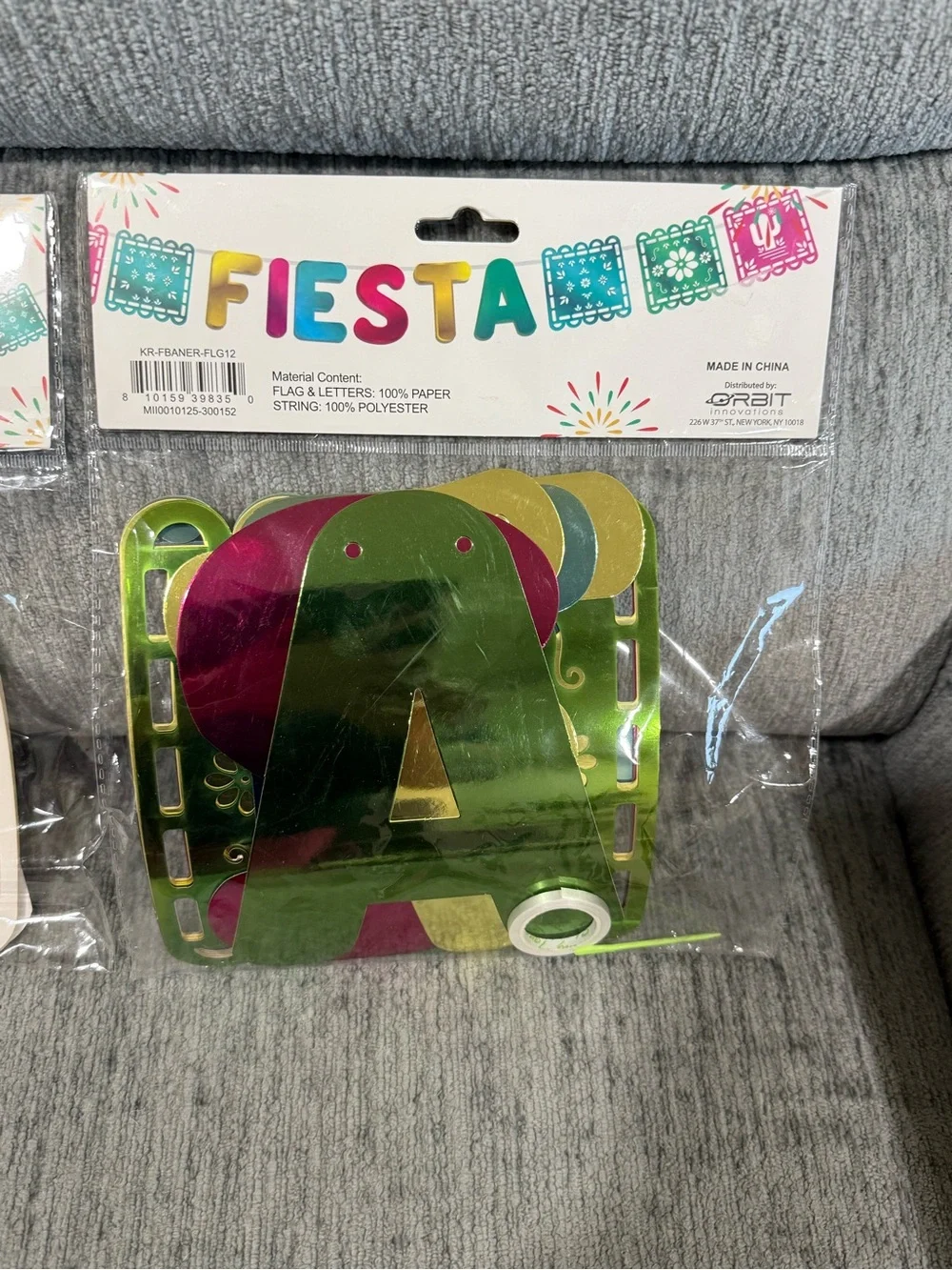 Fiesta Metallic Green and Pink Letter and flag Banner
